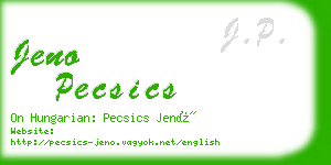 jeno pecsics business card